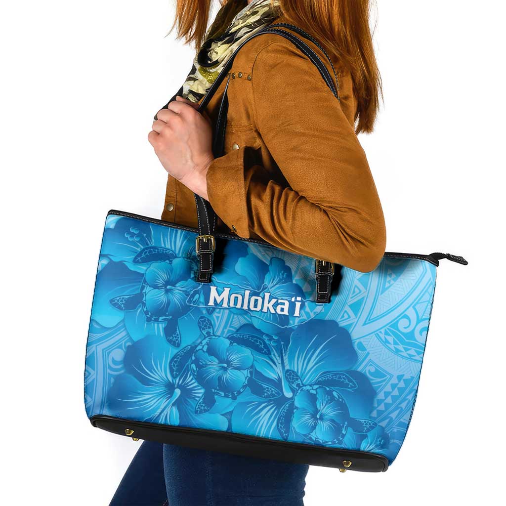 Aloha Hawaii Molokai Island Leather Tote Bag Hibiscus Tribal Honu Hawaiian Tattoo