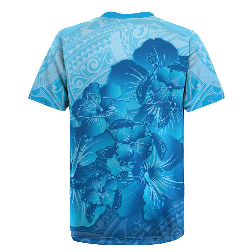 Aloha Hawaii Molokai Island Rugby Jersey Hibiscus Tribal Honu Hawaiian Tattoo