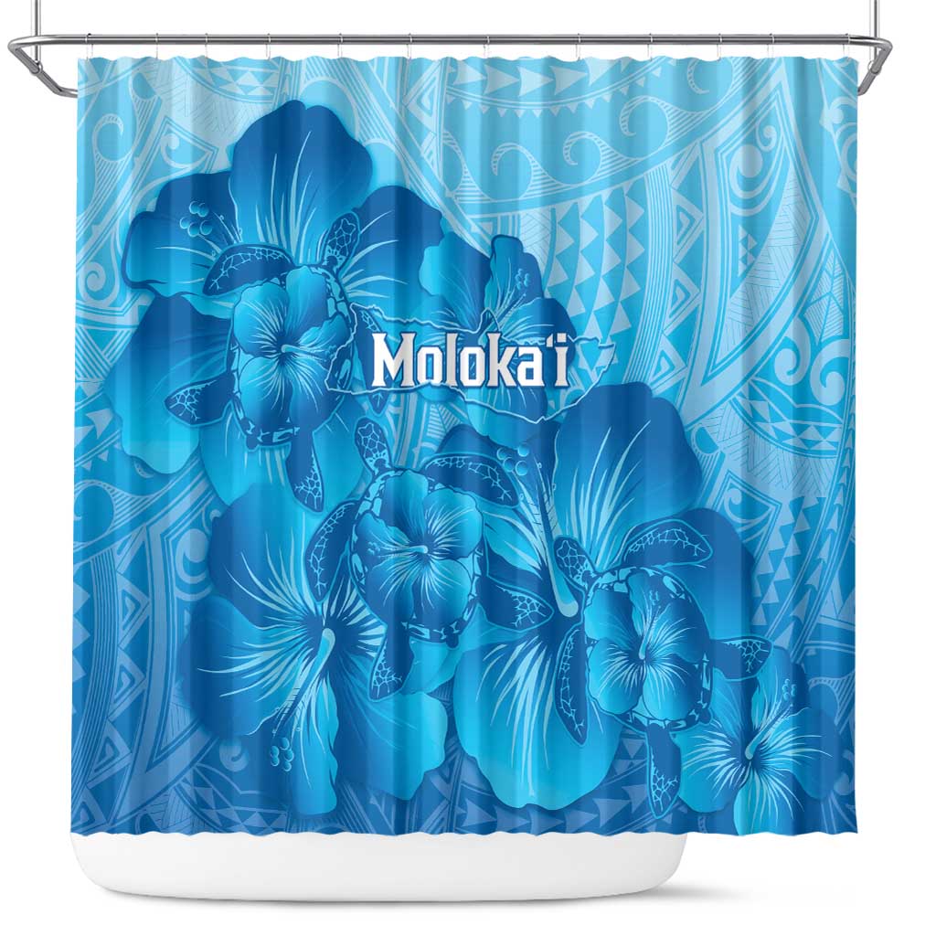 Aloha Hawaii Molokai Island Shower Curtain Hibiscus Tribal Honu Hawaiian Tattoo