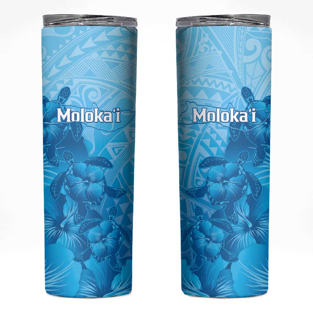 Aloha Hawaii Molokai Island Skinny Tumbler Hibiscus Tribal Honu Hawaiian Tattoo