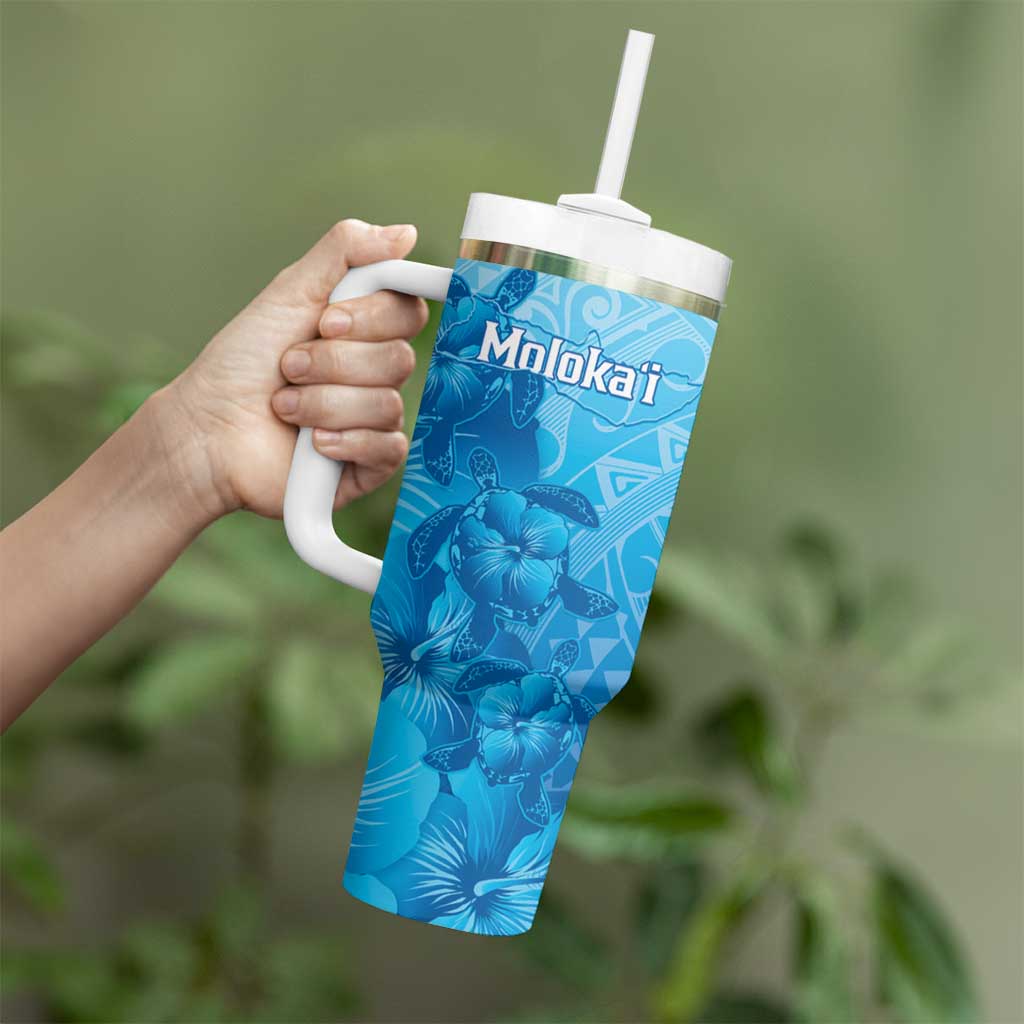 Aloha Hawaii Molokai Island Tumbler With Handle Hibiscus Tribal Honu Hawaiian Tattoo