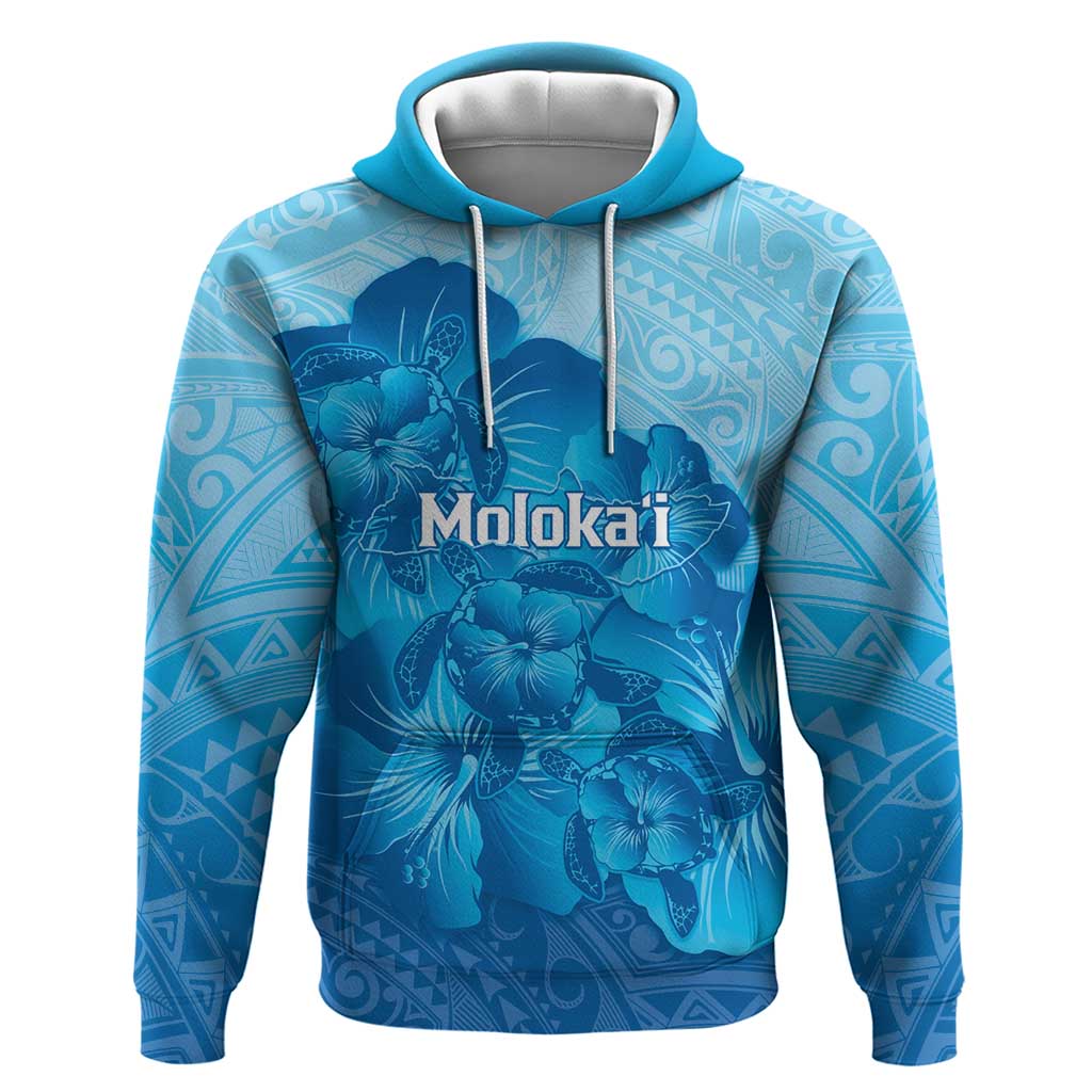 Aloha Hawaii Molokai Island Zip Hoodie Hibiscus Tribal Honu Hawaiian Tattoo
