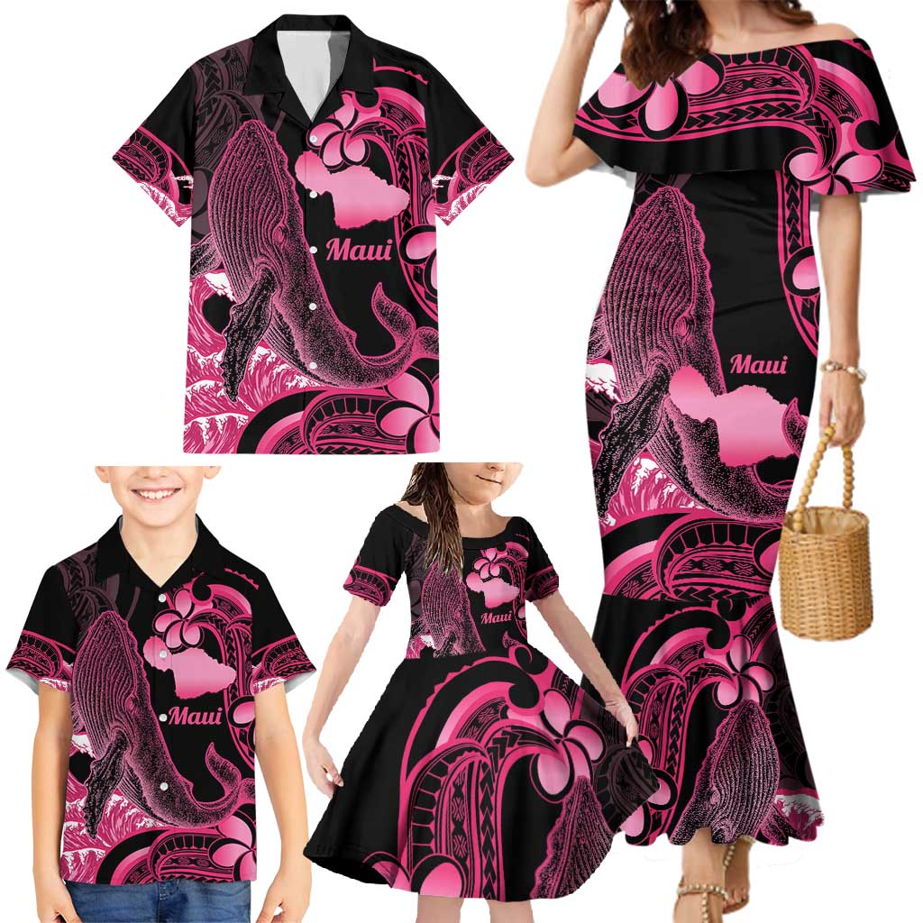 Aloha Hawaii Maui Family Matching Mermaid Dress and Hawaiian Shirt Valley Isle Humpback Whale Black