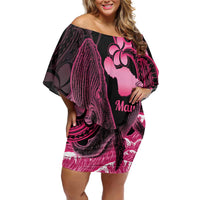 Aloha Hawaii Maui Family Matching Off Shoulder Short Dress and Hawaiian Shirt Valley Isle Humpback Whale Black