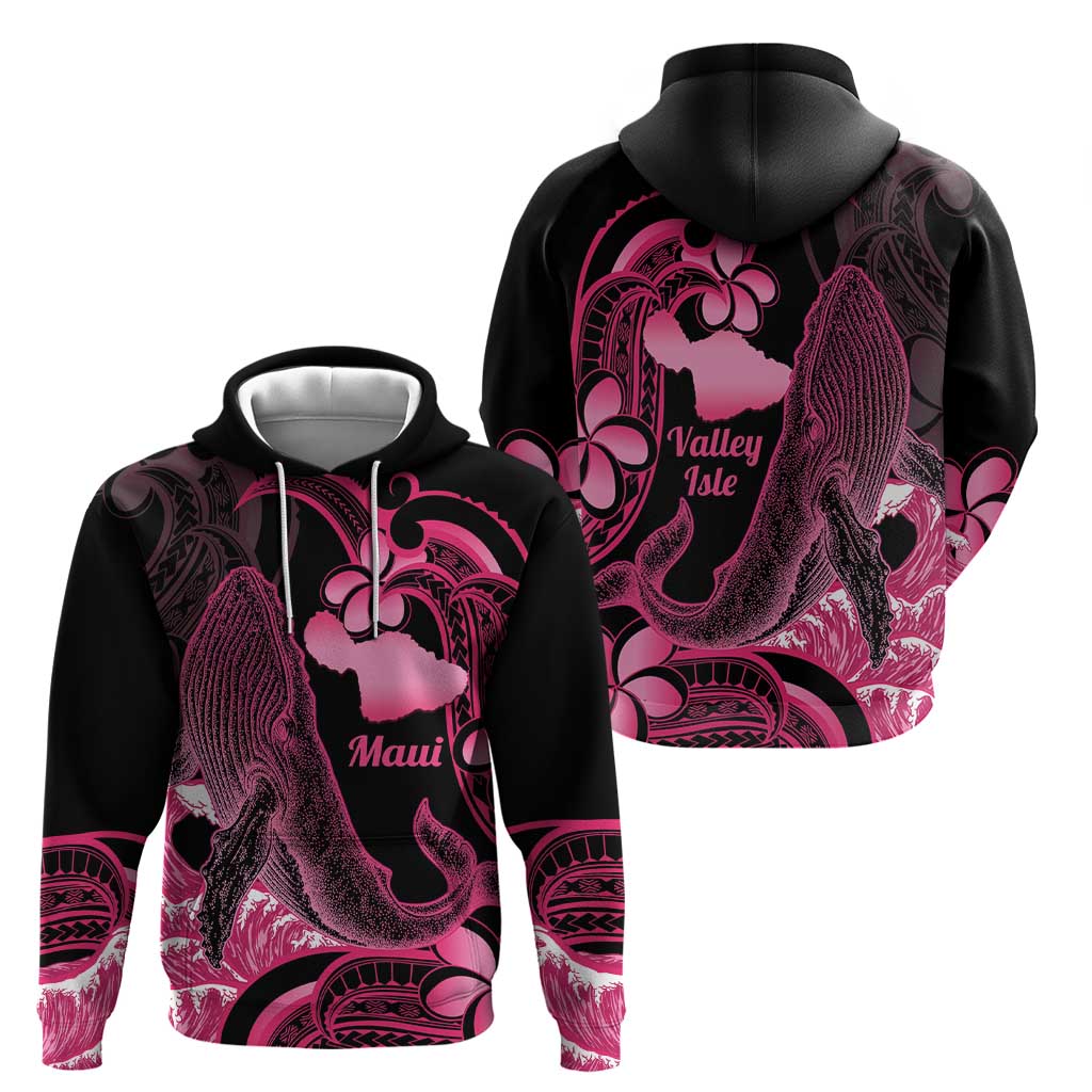 Aloha Hawaii Maui Hoodie Valley Isle Humpback Whale Black