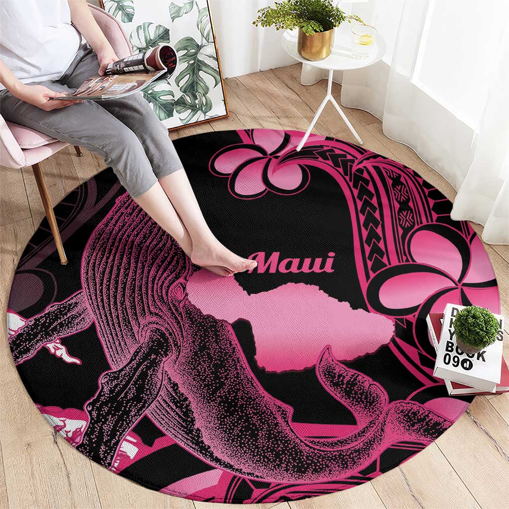 Aloha Hawaii Maui Round Carpet Valley Isle Humpback Whale Black