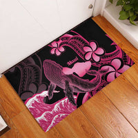 Aloha Hawaii Maui Rubber Doormat Valley Isle Humpback Whale Black