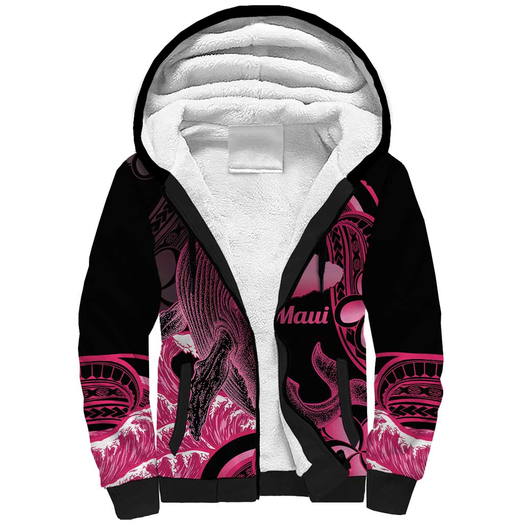 Aloha Hawaii Maui Sherpa Hoodie Valley Isle Humpback Whale Black
