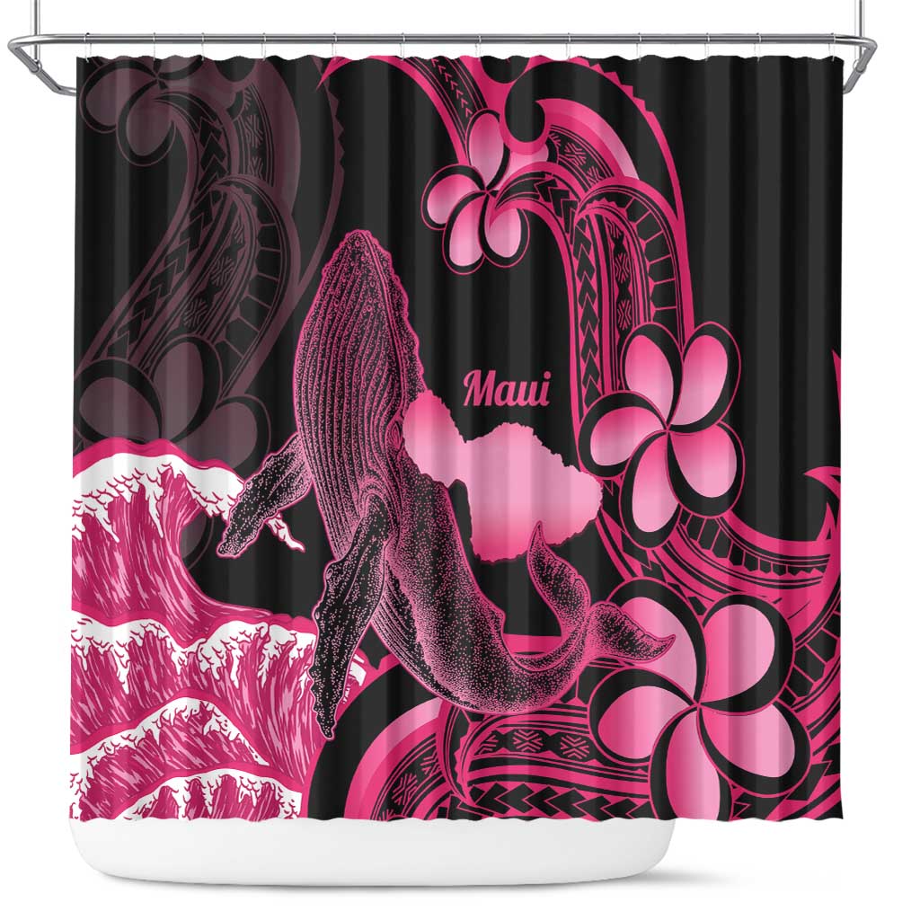 Aloha Hawaii Maui Shower Curtain Valley Isle Humpback Whale Black