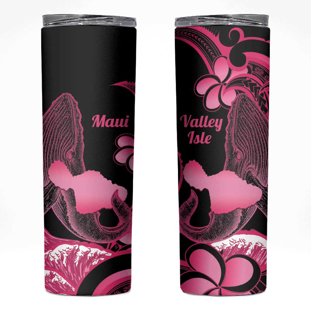 Aloha Hawaii Maui Skinny Tumbler Valley Isle Humpback Whale Black