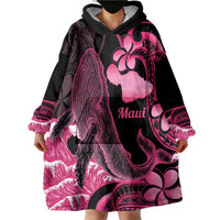 Aloha Hawaii Maui Wearable Blanket Hoodie Valley Isle Humpback Whale Black