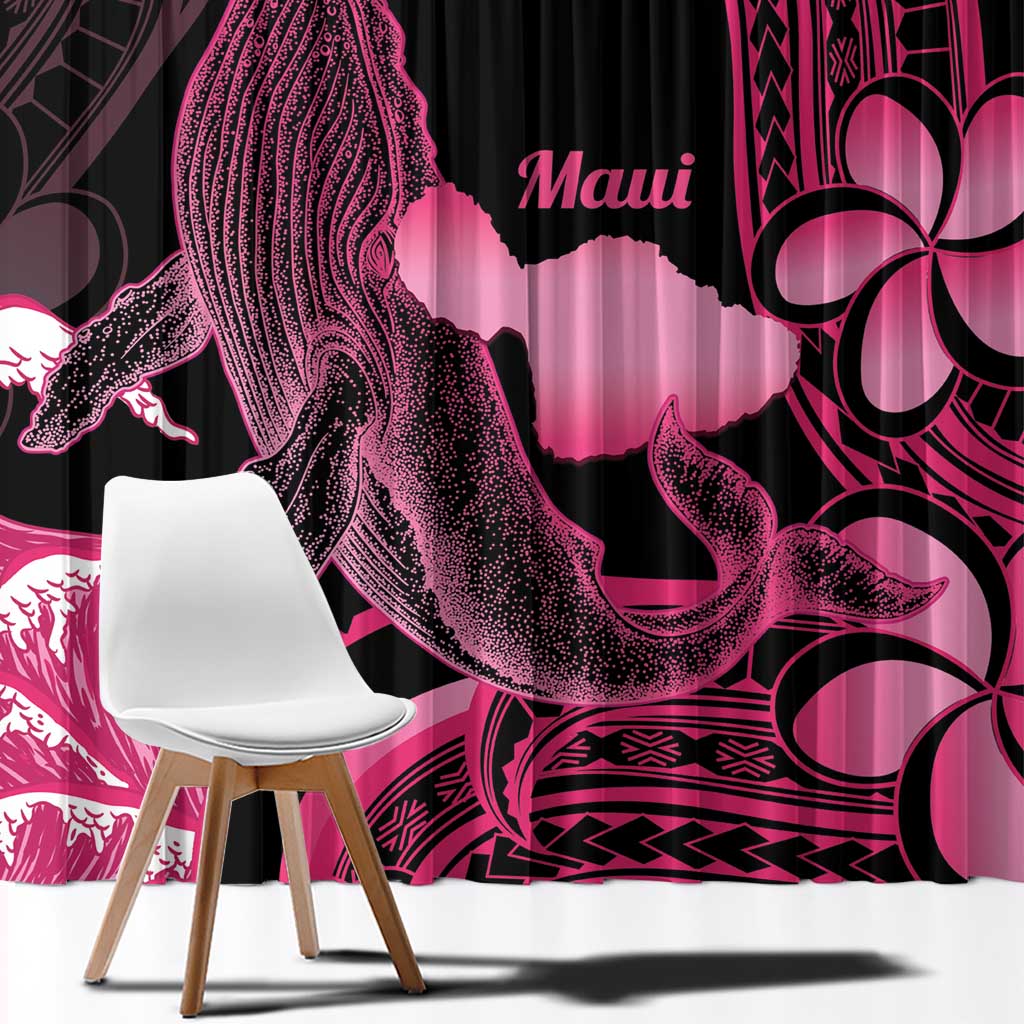 Aloha Hawaii Maui Window Curtain Valley Isle Humpback Whale Black