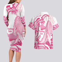 Aloha Hawaii Maui Couples Matching Long Sleeve Bodycon Dress and Hawaiian Shirt Valley Isle Humpback Whale White