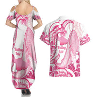 Aloha Hawaii Maui Couples Matching Summer Maxi Dress and Hawaiian Shirt Valley Isle Humpback Whale White