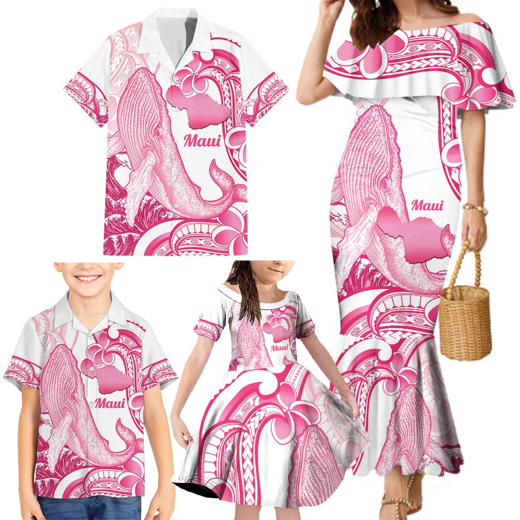 Aloha Hawaii Maui Family Matching Mermaid Dress and Hawaiian Shirt Valley Isle Humpback Whale White