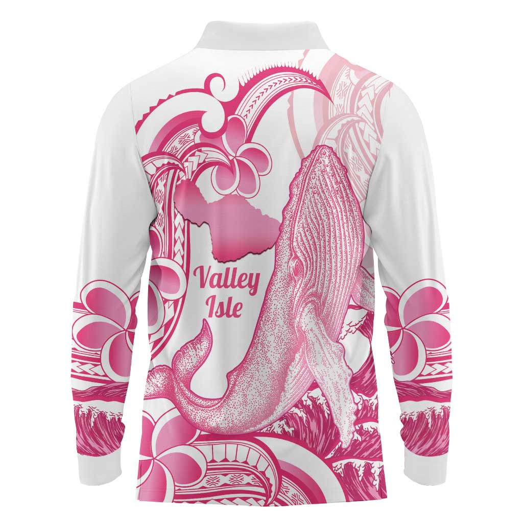 Aloha Hawaii Maui Long Sleeve Polo Shirt Valley Isle Humpback Whale White