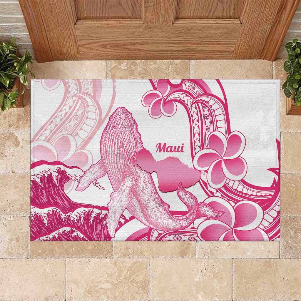 Aloha Hawaii Maui Rubber Doormat Valley Isle Humpback Whale White