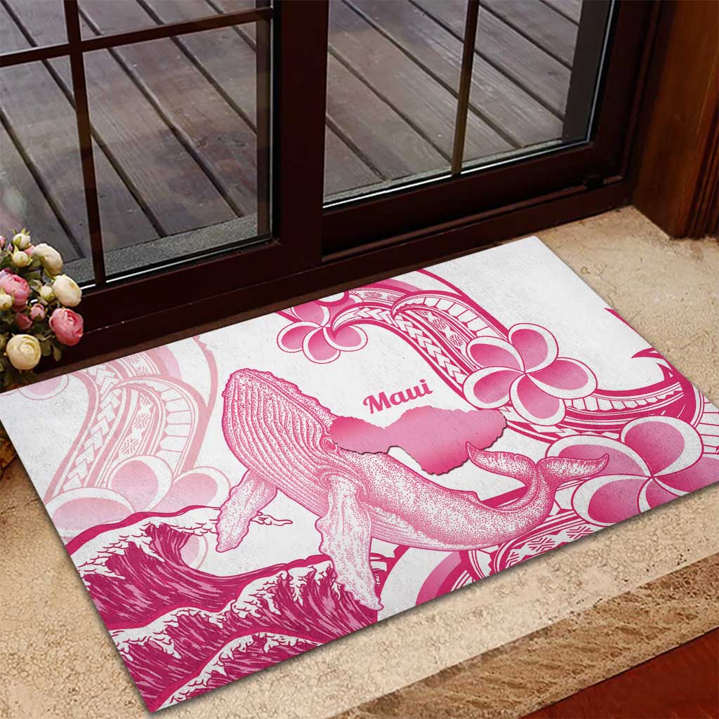 Aloha Hawaii Maui Rubber Doormat Valley Isle Humpback Whale White
