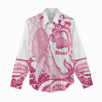 Aloha Hawaii Maui Women Casual Shirt Valley Isle Humpback Whale White