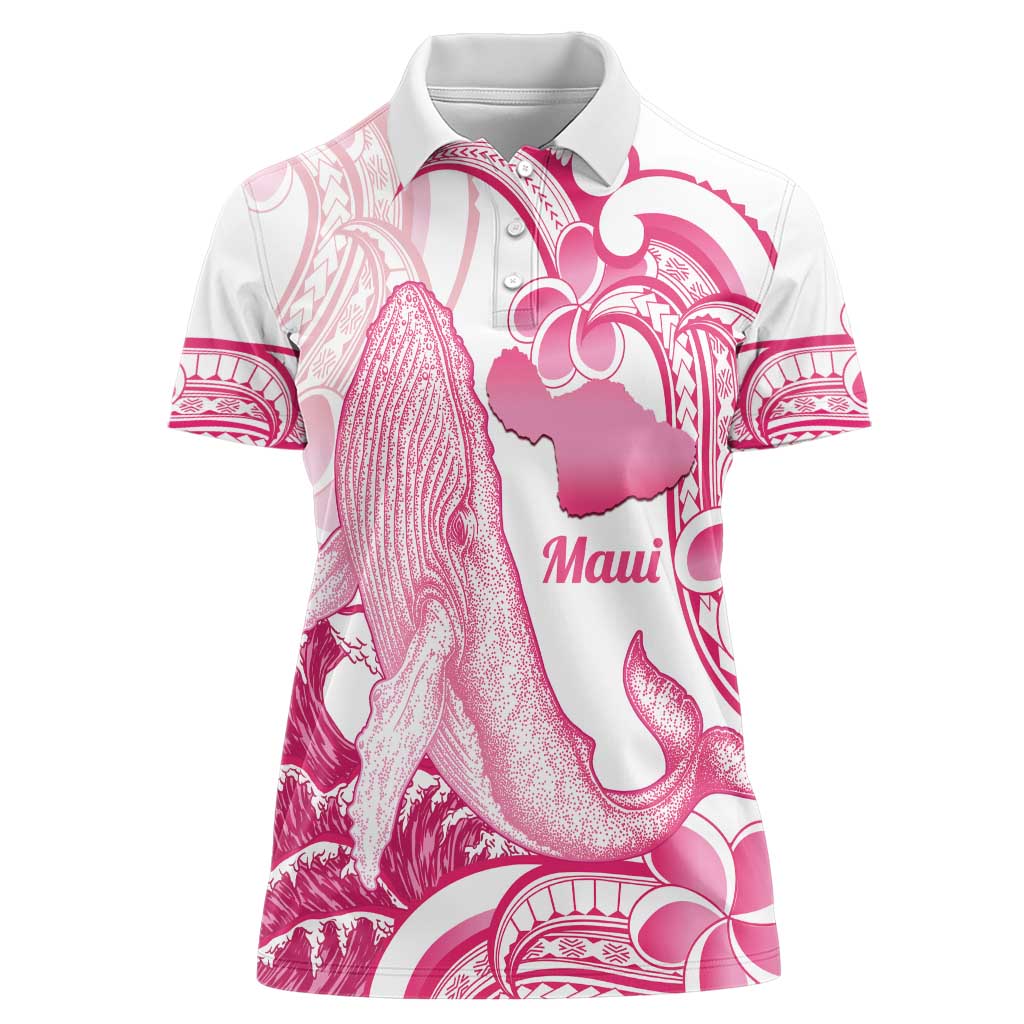 Aloha Hawaii Maui Women Polo Shirt Valley Isle Humpback Whale White