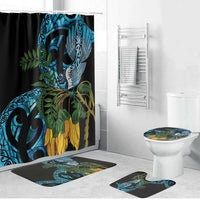 Turquoise New Zealand Kowhai And Piwakawaka Bathroom Set Maori Ngaru Paua Shell - Polynesian Pride
