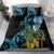 Turquoise New Zealand Kowhai And Piwakawaka Bedding Set Maori Ngaru Paua Shell