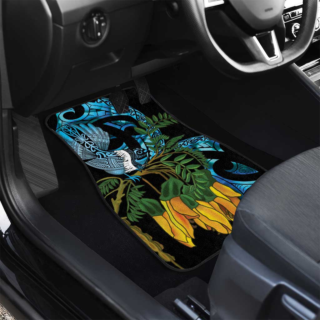Turquoise New Zealand Kowhai And Piwakawaka Car Mats Maori Ngaru Paua Shell
