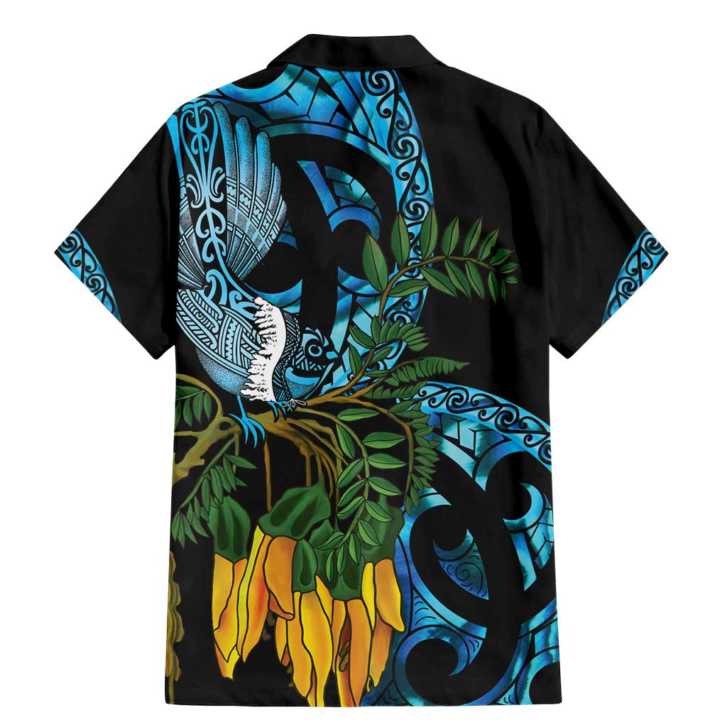 Turquoise New Zealand Kowhai And Piwakawaka Family Matching Mermaid Dress and Hawaiian Shirt Maori Ngaru Paua Shell