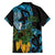 Turquoise New Zealand Kowhai And Piwakawaka Family Matching Off Shoulder Short Dress and Hawaiian Shirt Maori Ngaru Paua Shell