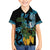 Turquoise New Zealand Kowhai And Piwakawaka Family Matching Off Shoulder Short Dress and Hawaiian Shirt Maori Ngaru Paua Shell