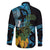 Turquoise New Zealand Kowhai And Piwakawaka Family Matching Tank Maxi Dress and Hawaiian Shirt Maori Ngaru Paua Shell