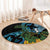 Turquoise New Zealand Kowhai And Piwakawaka Round Carpet Maori Ngaru Paua Shell