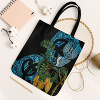 Turquoise New Zealand Kowhai And Piwakawaka Tote Bag Maori Ngaru Paua Shell - Polynesian Pride