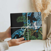 Turquoise New Zealand Kowhai And Piwakawaka Wrapping Paper Maori Ngaru Paua Shell - Polynesian Pride