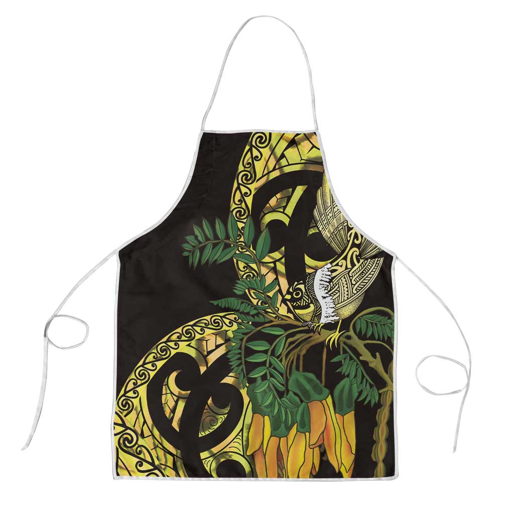 Yellow New Zealand Kowhai And Piwakawaka Apron Maori Ngaru Paua Shell - Polynesian Pride