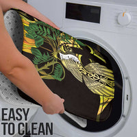 Yellow New Zealand Kowhai And Piwakawaka Bathroom Set Maori Ngaru Paua Shell - Polynesian Pride