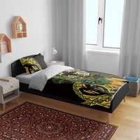 Yellow New Zealand Kowhai And Piwakawaka Bedding Set Maori Ngaru Paua Shell