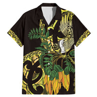 Yellow New Zealand Kowhai And Piwakawaka Family Matching Mermaid Dress and Hawaiian Shirt Maori Ngaru Paua Shell