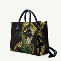 Yellow New Zealand Kowhai And Piwakawaka Leather Bag Maori Ngaru Paua Shell - Polynesian Pride