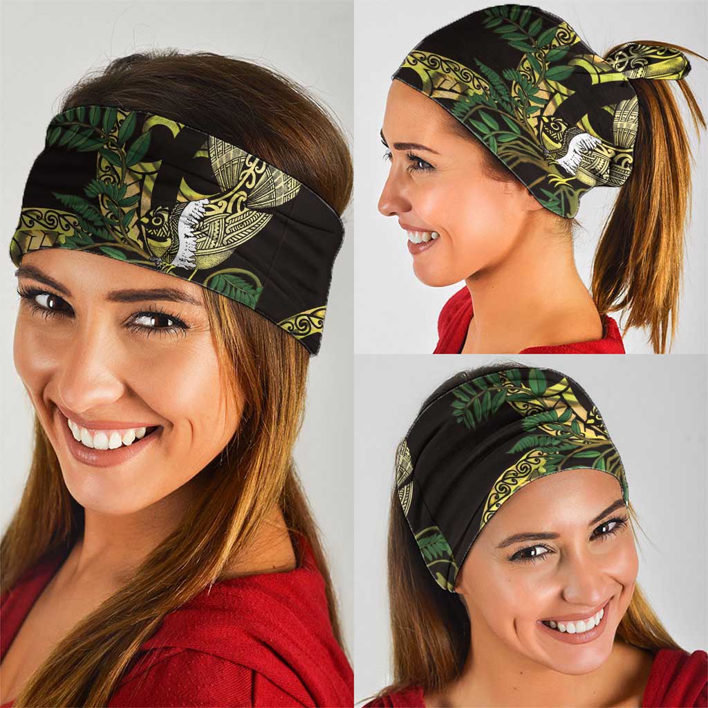 Yellow New Zealand Kowhai And Piwakawaka Neck Gaiter Maori Ngaru Paua Shell - Polynesian Pride