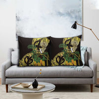 Yellow New Zealand Kowhai And Piwakawaka Pillow Cover Maori Ngaru Paua Shell - Polynesian Pride