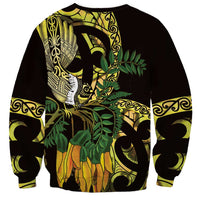Yellow New Zealand Kowhai And Piwakawaka Sweatshirt Maori Ngaru Paua Shell
