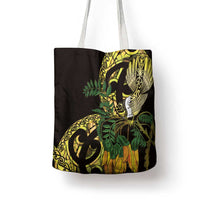 Yellow New Zealand Kowhai And Piwakawaka Tote Bag Maori Ngaru Paua Shell - Polynesian Pride