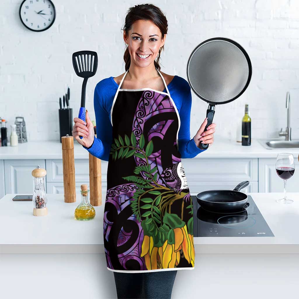 Purple New Zealand Kowhai And Piwakawaka Apron Maori Ngaru Paua Shell - Polynesian Pride