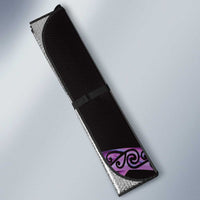 Purple New Zealand Kowhai And Piwakawaka Auto Sun Shade Maori Ngaru Paua Shell - Polynesian Pride