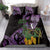 Purple New Zealand Kowhai And Piwakawaka Bedding Set Maori Ngaru Paua Shell