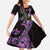 Purple New Zealand Kowhai And Piwakawaka Family Matching Tank Maxi Dress and Hawaiian Shirt Maori Ngaru Paua Shell