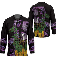 Purple New Zealand Kowhai And Piwakawaka Hockey Jersey Maori Ngaru Paua Shell LT14 - Polynesian Pride