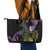 Purple New Zealand Kowhai And Piwakawaka Leather Tote Bag Maori Ngaru Paua Shell