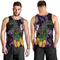 Purple New Zealand Kowhai And Piwakawaka Men Tank Top Maori Ngaru Paua Shell